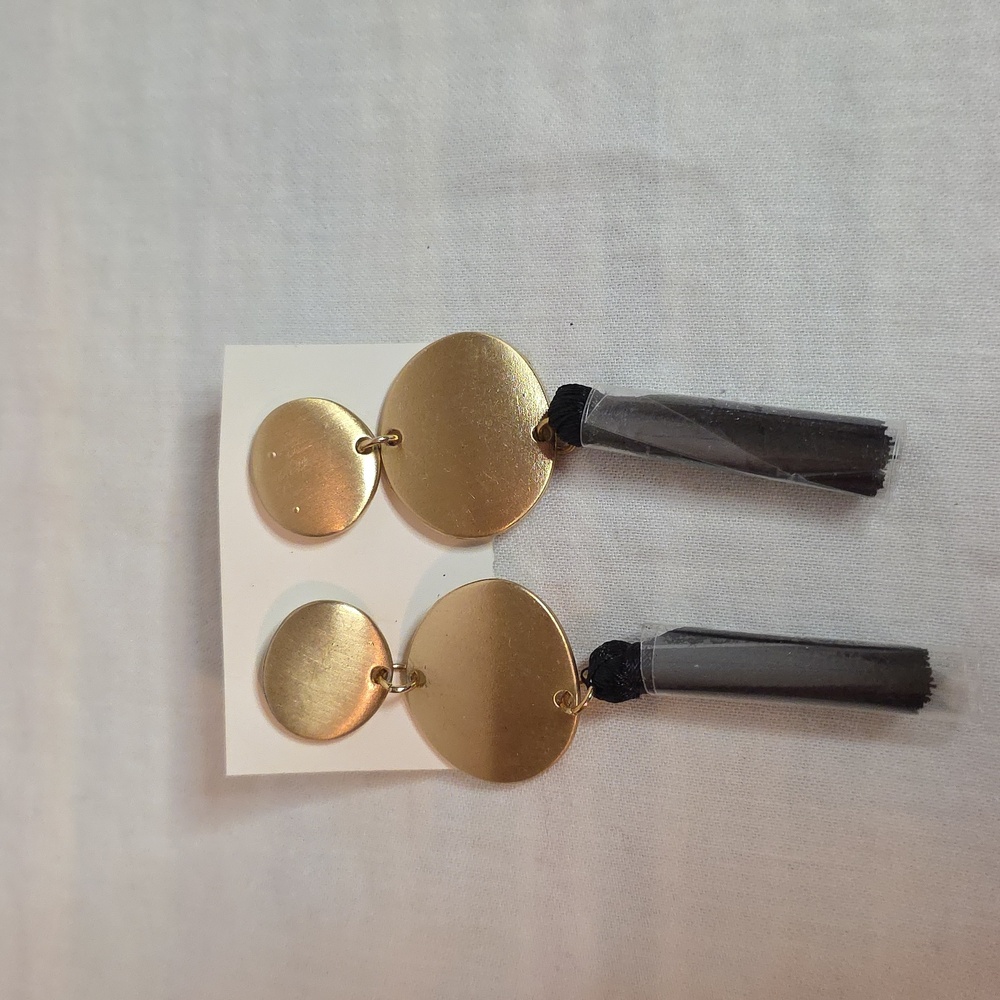 Gold Tone and Black Dangle Earrings [2/$10]